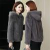 Padded double-sided coral velvet autumn and winter loose hooded warm jumper women's zip jacket