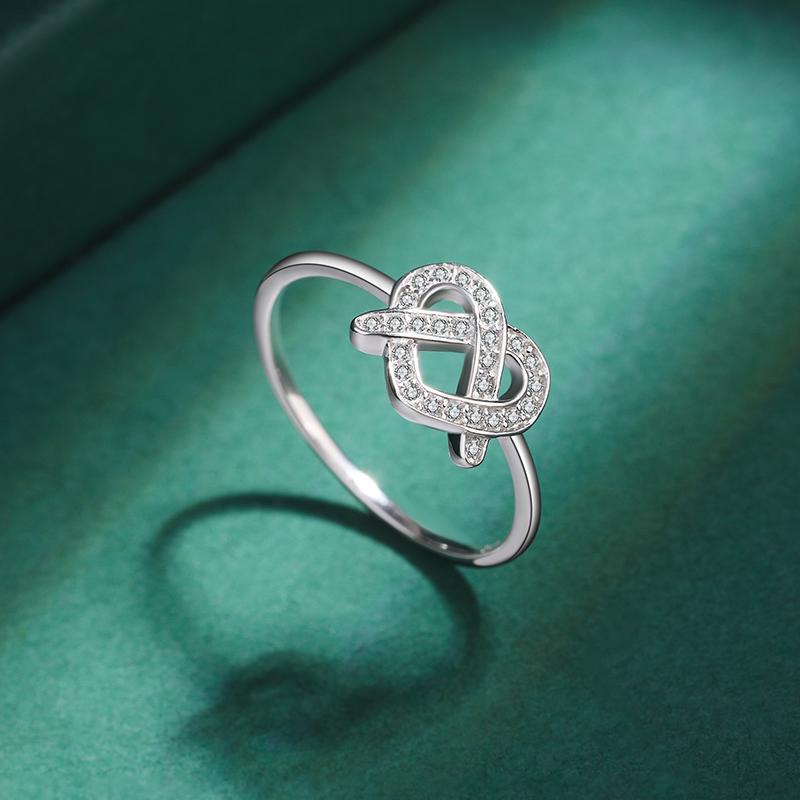 Classic Love Shape S925 Silver Ring for Women's Opening Adjustable Engagement Ring Sterling Silver Jewelry Birthday Gift Party Ring
