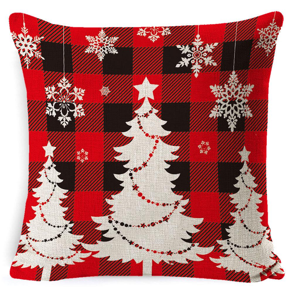 Christmas Celebration Pillow Elk Snowman Festive Cushion Cover Red Sofa Back Cushion Pillow Cover