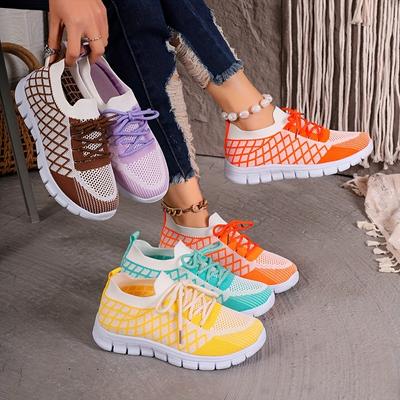 Comfortable Low-Top Fabric Sneakers - Breathable, Lightweight, Lace-Up, PU Sole, Daily Wear Casual Trainers for Women - Perfect for All-Season Use