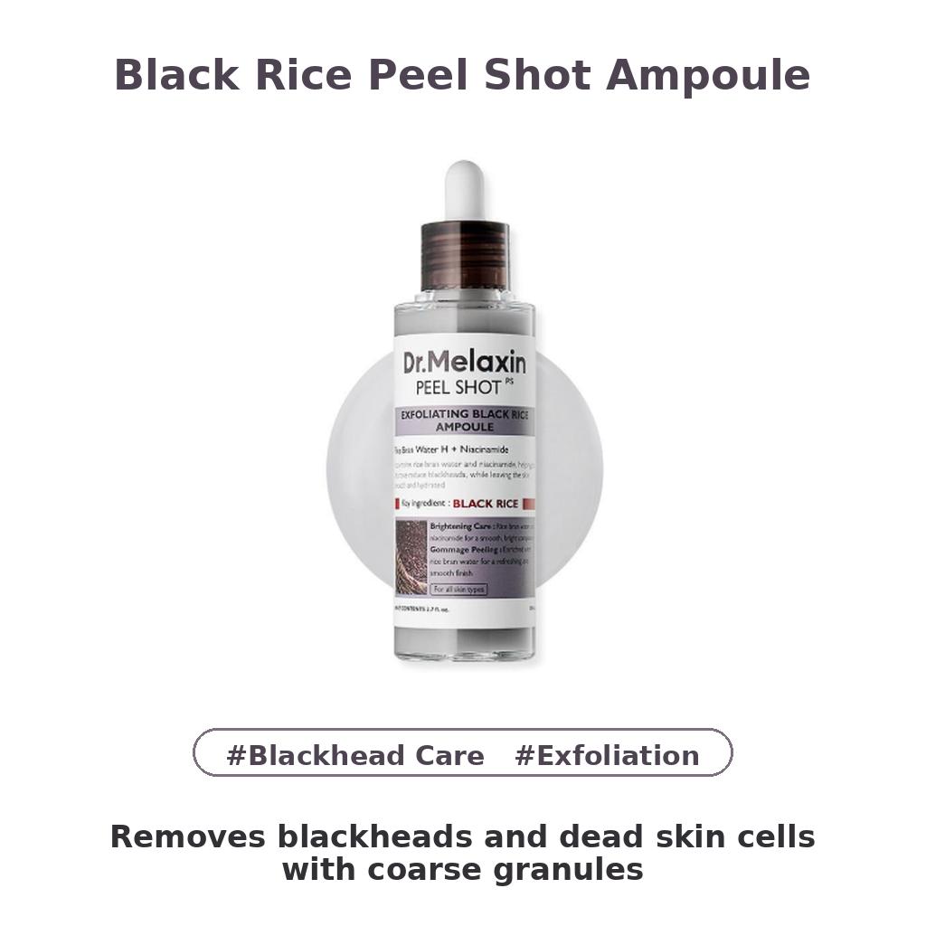 DR. Melaxin Peel Shot Gommage Schwarzer Reis Ampulle Glättendes und Feuchtigkeitsspendendes Gesichtsserum 80ml