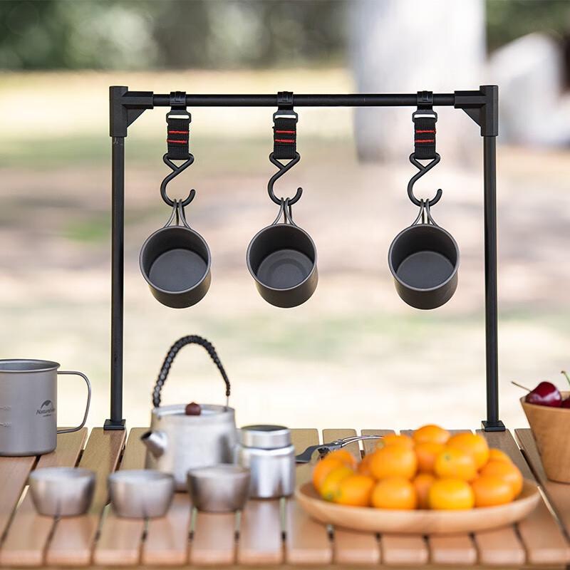 Outdoor Camping Desktop Storage Rack with Lamp Pole