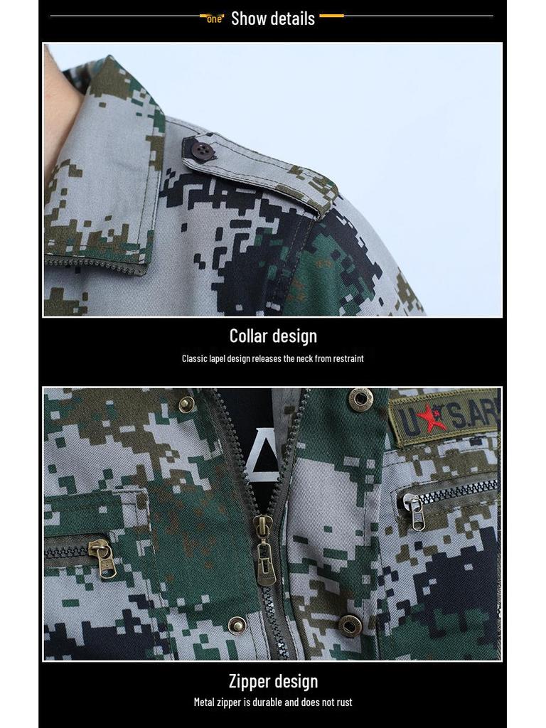 Unisex Camouflage Training Suit Set for Summer and Autumn - Durable, Lightweight Workwear for Students