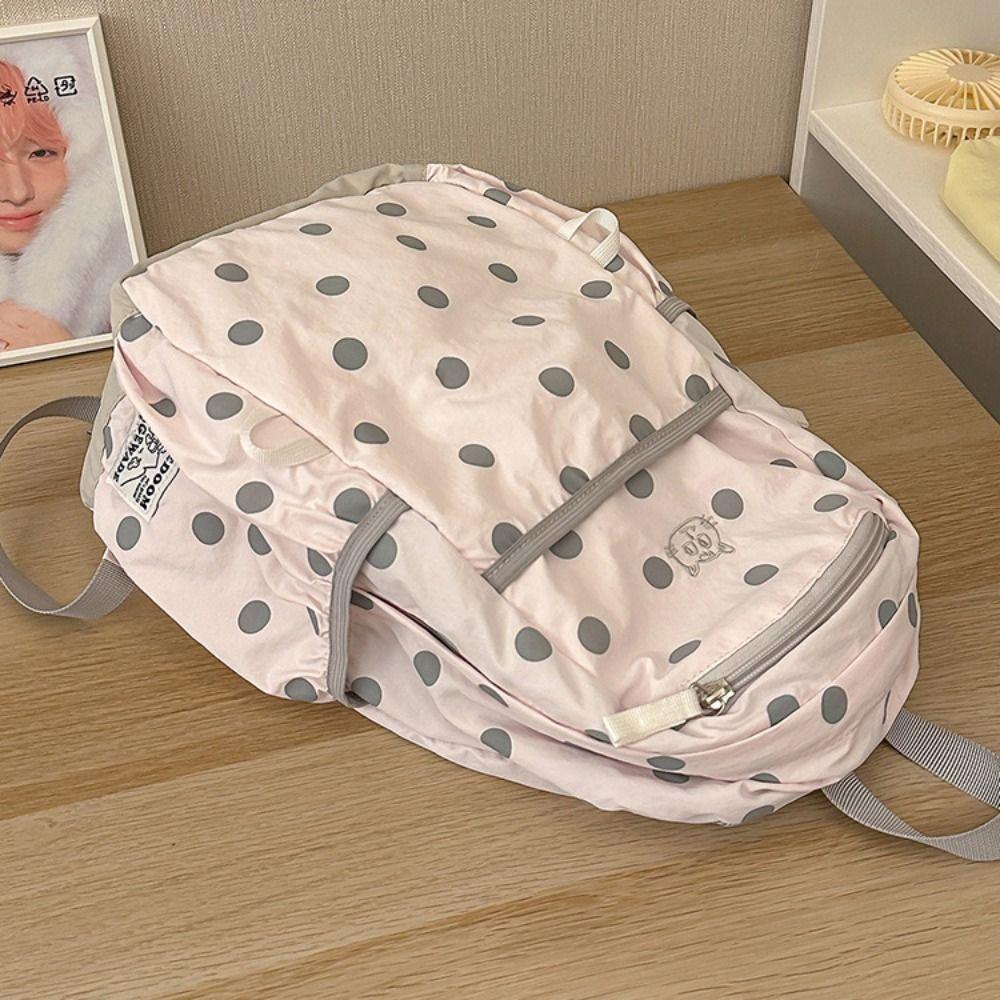 Sweet Nylon Rucksack Minimalist Student School Bag Cute Polka Dot Backpack Shoulder Bags