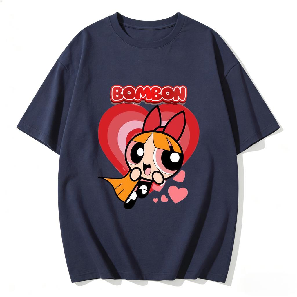2026 Summer Cute Powerpuff Girls Family Matching T Shirts Cartoon Print Cotton Tees Casual Short Sleeve Tops for Kids and Adults