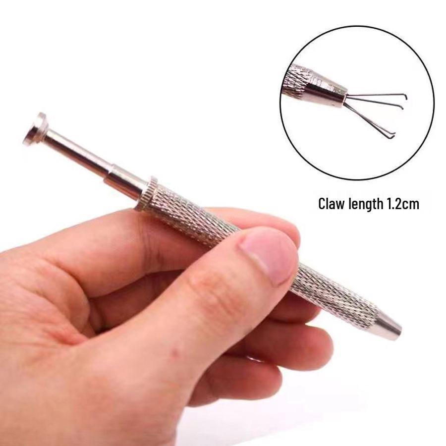 Stainless Steel Non-Slip Jewelry Grabbing Tool with Long & Short Four-Claw Clip
