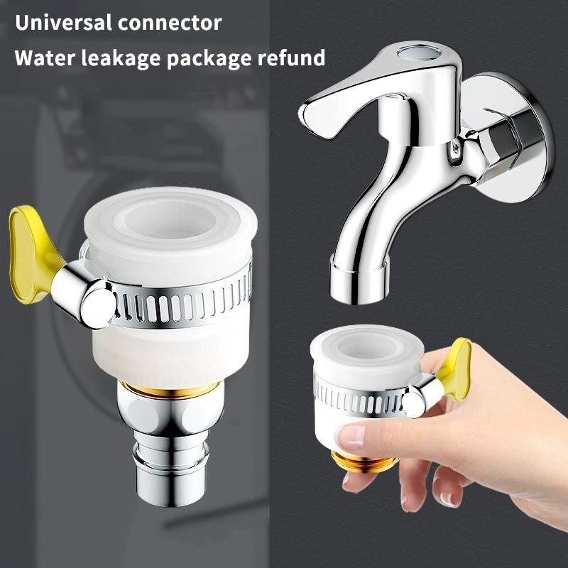 Water Tap Connector Thick Brass Threaded Adapter Tap Adapter Water Faucet Extender Adjustable Yellow Plastic Handle Hand Twist