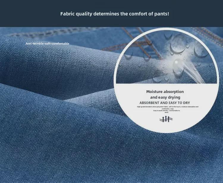 Pánské letní vysoce elastické korejské džínové šortky: Pětibodové kalhoty ve velkých velikostech