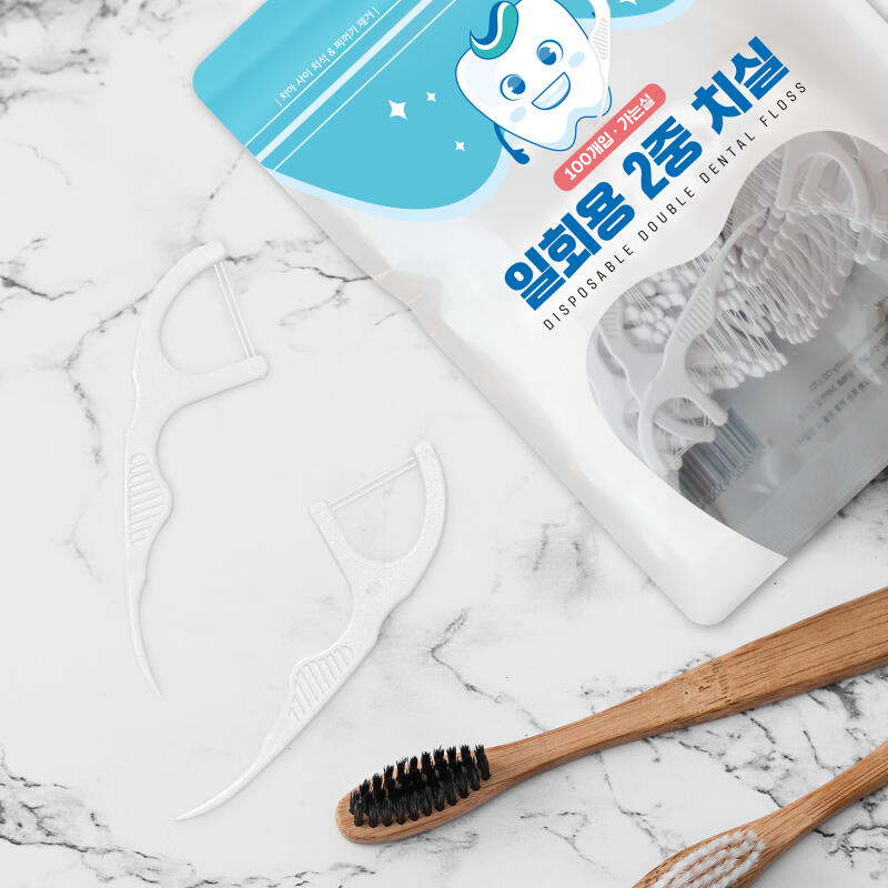 Disposable Double-layer Dental Floss Toothpick for Dental Care (100P X 3)