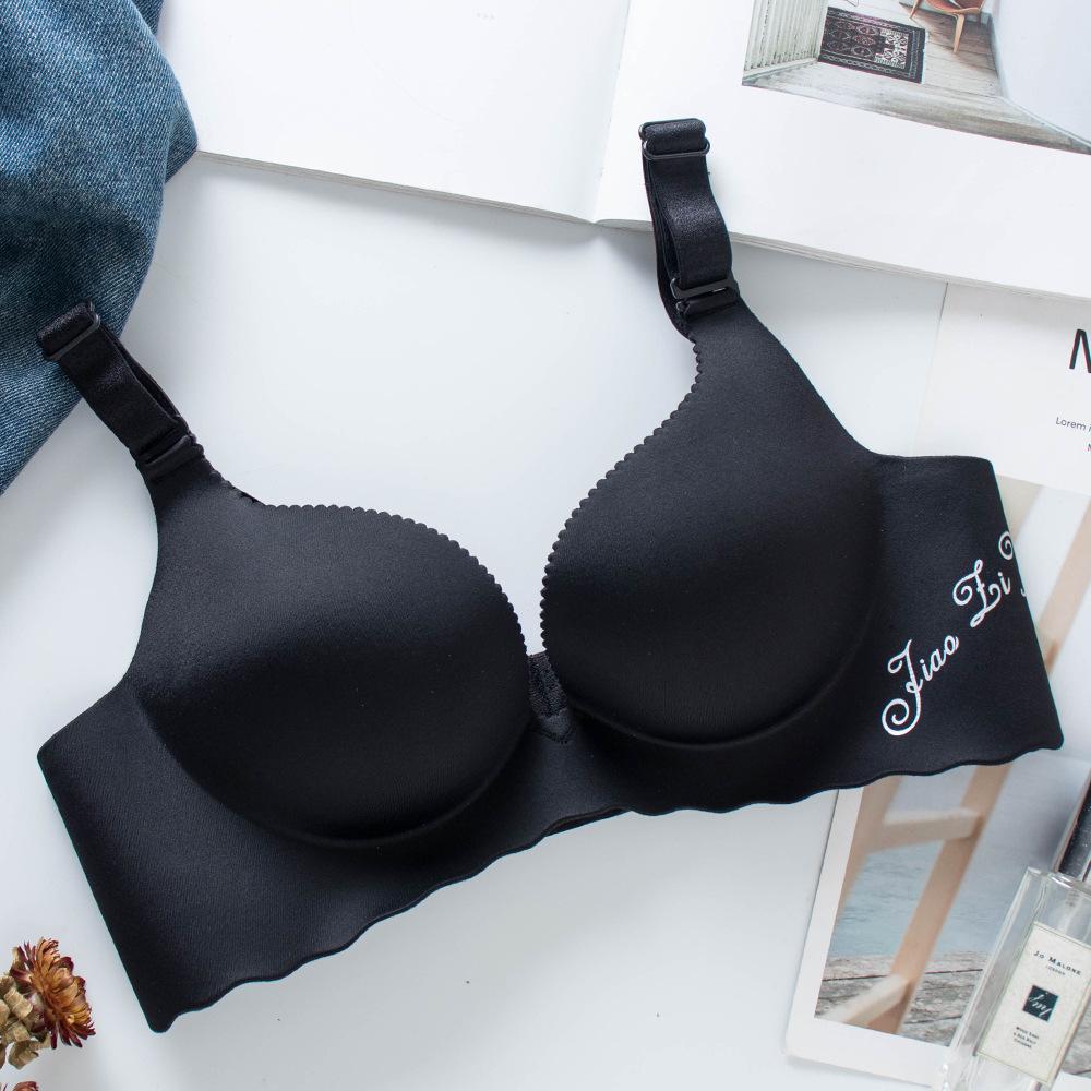 

Бесшовный бюстгальтер для женщин без стального кольца и гладкий бюстгальтер Регулируемый утолщенный бюстгальтер в сборе Бюстгальтер пуш-ап Невидимый бюстгальтер Чувственное женское белье 38/85B чёрный