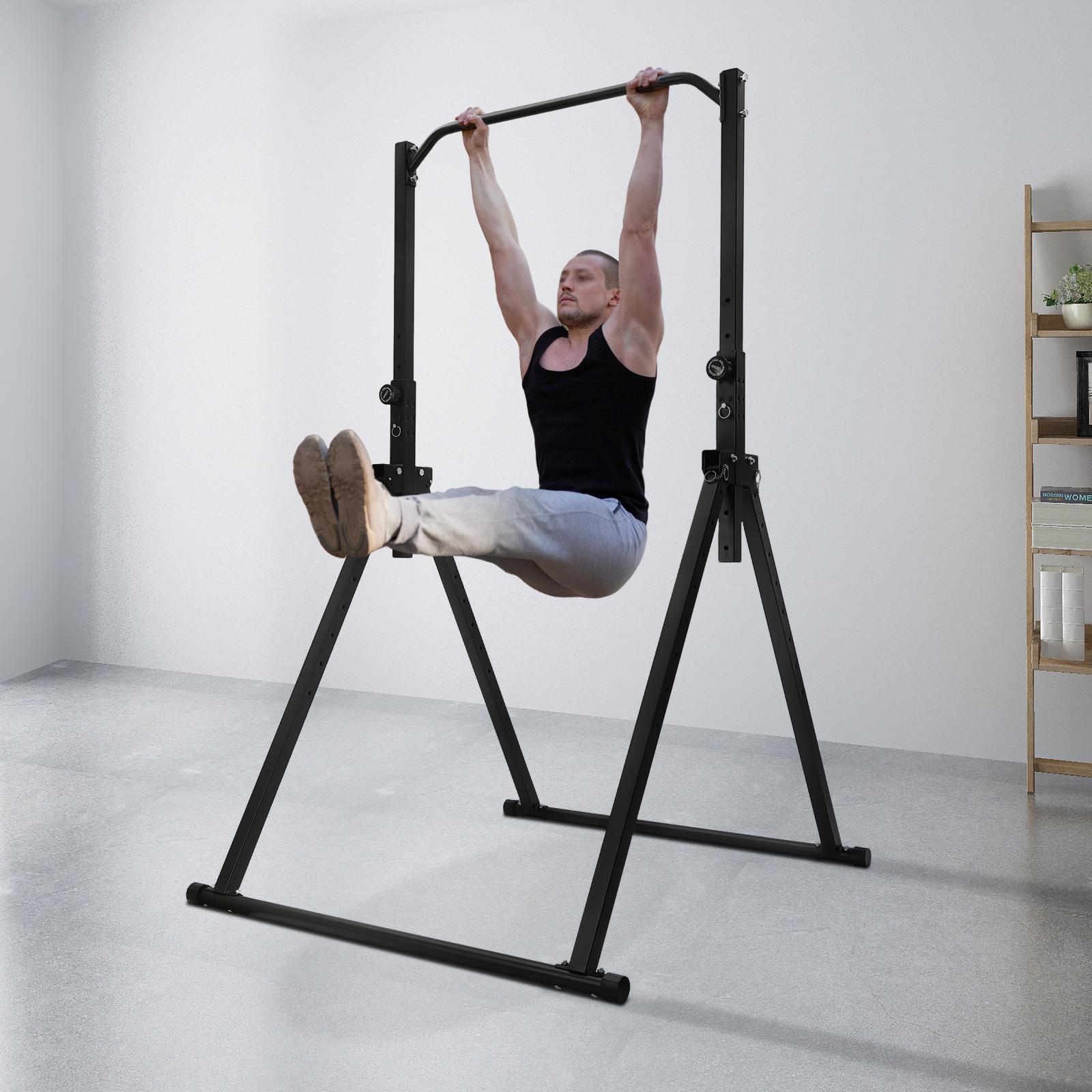 1.75-2.3m Adjustable Height Pull Up Bar for Home Gym, Durable Triangular Stable Structure Strength Training Horizontal Bar чёрный