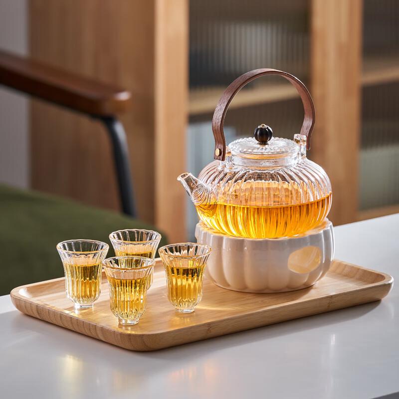 Japanese Style Glass Teapot Set with Candle Warmer