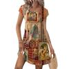 Summer Dresses For Women Loose Square Neck Cap Sleeve Casual Beach Vacation Tshirt Dress Sundresses With Pockets