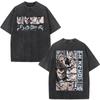 Washed Anime Black Clover Logo Graphic Print T-shirt Harajuku Summer Fashion Casual Cotton Oversized T-shirts Tops Streetwear