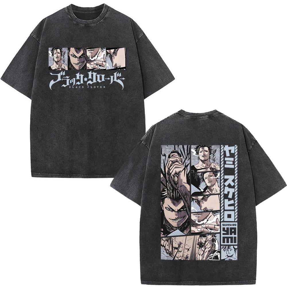 

Anime Black Clover Yami Sukehiro Graphic T-shirts Vintage Washed Men Women Fashion Hip Hop T Shirts Casual Short Sleeve T-shirt S