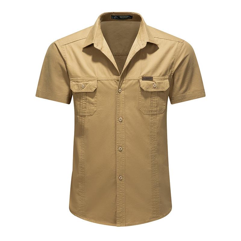 Spring and Autumn Tooling New Shirt Men's Overalls Cotton Casual Loose Inch Shirt Outdoor Men's Washed Shirt Tide