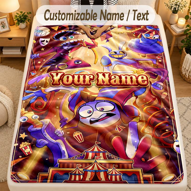 Coperta di FlanellaLo Straordinario Circo Digitale Testo con Nome Personalizzato Morbida Calda Coperta da Divano Decorazione per la Casa Regalo