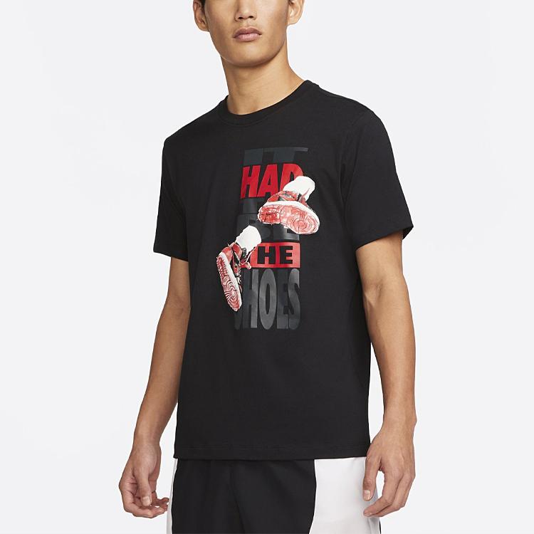 Jordan Printed Sports Crew Neck Short Sleeve T-Shirt Men Tops Black DH8954-010