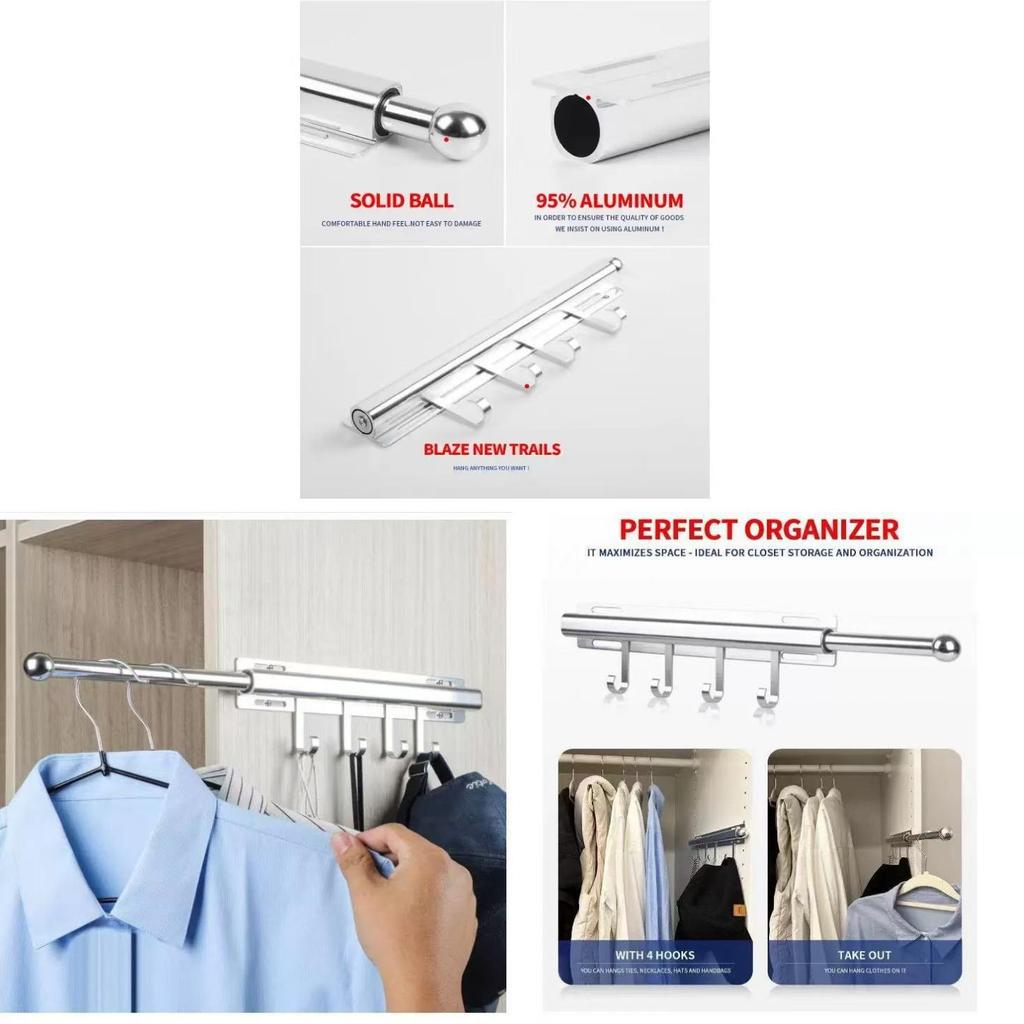 Moderner Metall-Kleiderorganizer mit 4 Haken zur Aufbewahrung im Kleiderschrank und für Kleiderbügel