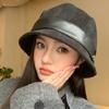 Autumn and Winter Women's Solid Color Belt Buckle Pumpkin Hat Fashionable and Simple Versatile Basin Hat Big Head Circumference Shows Small Face Holid