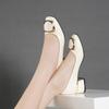 Leather single shoes women's new spring and autumn midheel thick heel fashion soft leather soft sole British style nonslip workplace women's leather