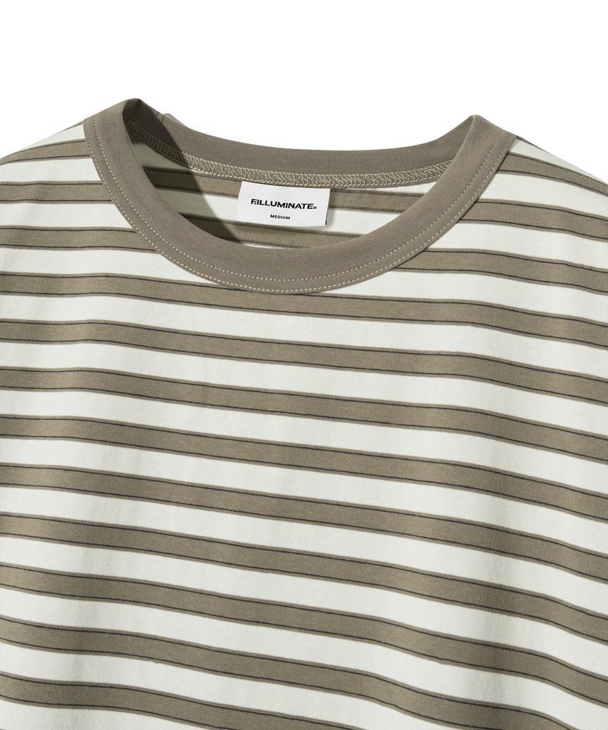 FILLUMINATE Semi-Crop Multi-Stripe T-Shirt - Brown