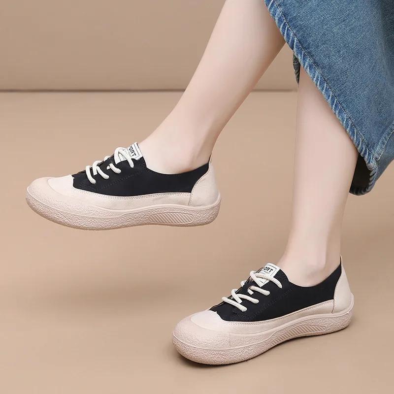 2025 Women Summer Autumn New Fashion Casual Shoes Retro Soft Bottom Round Head Breathable Sneakers High Quality Face Loafe