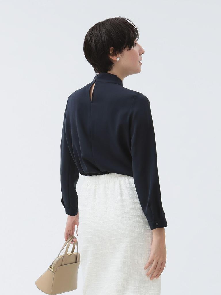 B:MING LIFE STORE by BEAMS Women's Georgette Bowtie Blouse (S-L) Navy Medium