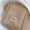 Full Diamond Peach Heart Love Fashion Light Luxury Temperament Gorgeous Full Diamond Necklace Female Versatile Collarbone Chain Titanium Steel
