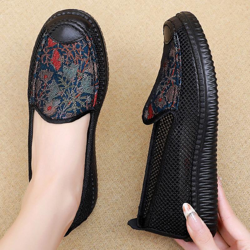 Stoffschuhe für Damen, Frühling und Herbst, Rutschfeste Schuhe mit weicher Sohle für Frauen mittleren und höheren Alters, Oma und ältere Menschen