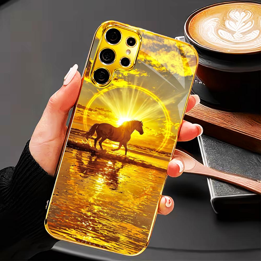 Schutzhülle Atmosphere High-End Galvanisiertes Glas Handyhülle für Samsung Galaxy S26 S25 S24 S23 S22 S21 FE, Ultra, Plus