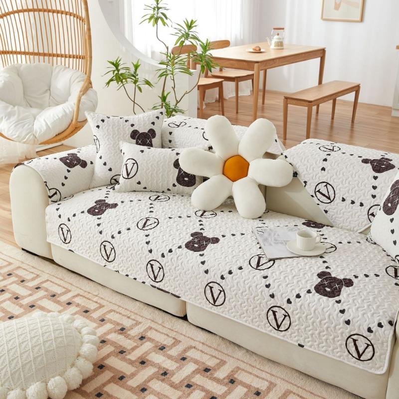 Pure Cotton Ins Style Fabric Non-Slip Sofa Cushion Four Seasons Universal Simple Sofa Cover Cover Backrest Cushion Cover Cloth