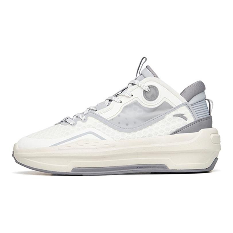 Anta C37 2.0 Synthetic Leather Slip Resistant Cushioning Abrasion Resistant Mid Top Skateboard Shoes Men's White Gray 912228082-1