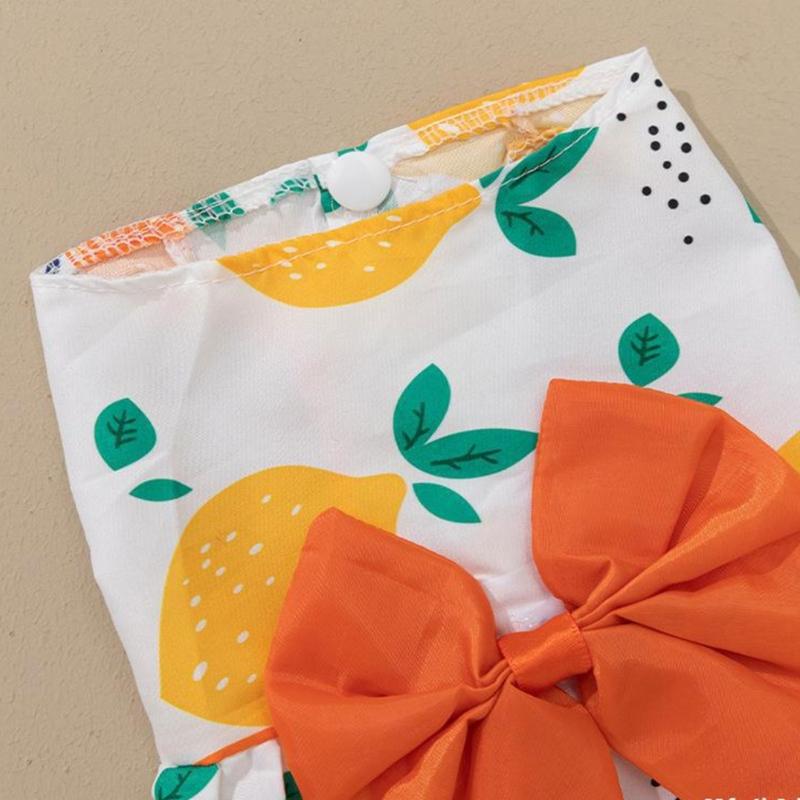 Spring Summer Pet Flower Print Skirt with Bowknot Decors Outdoor Walking Dogs Rabbit Universal Dress Lightweight