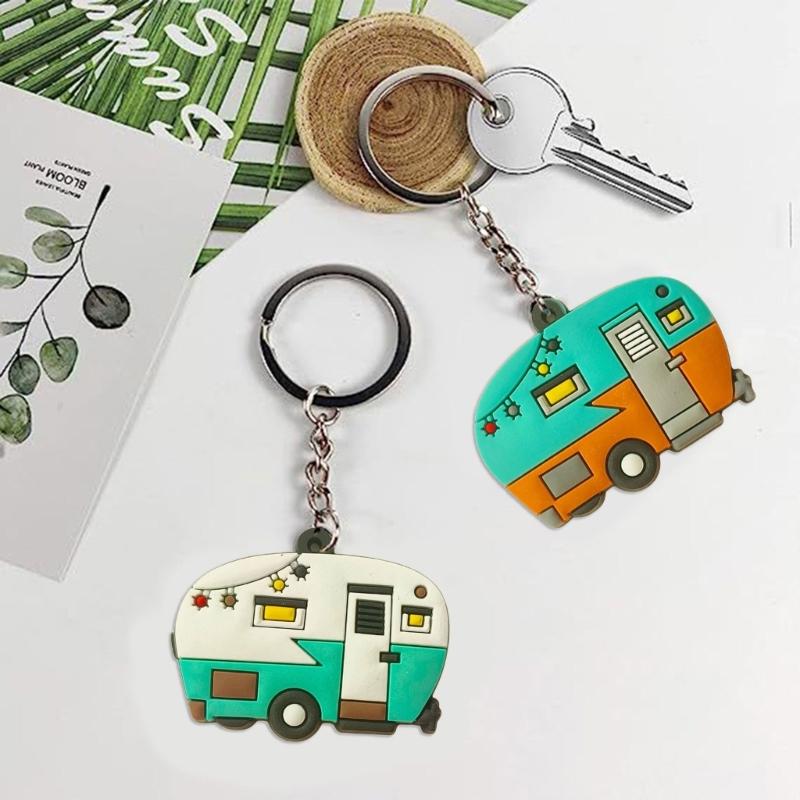 10 Stück Camper-förmiger Schlüsselanhänger Wohnmobil-Anhänger Schlüsselanhänger Stilvoller Taschenanhänger Reiseanhänger-förmiger Schlüsselring-Zubehör