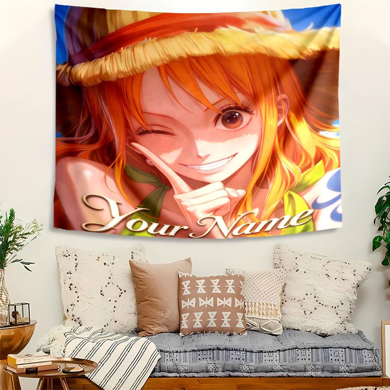 Personalized Name Nami Tapestry, Wall Hanging Tapestry, Pattern Tapestry for Dorm Bedroom Living Room Wall Art Photography Backdrop