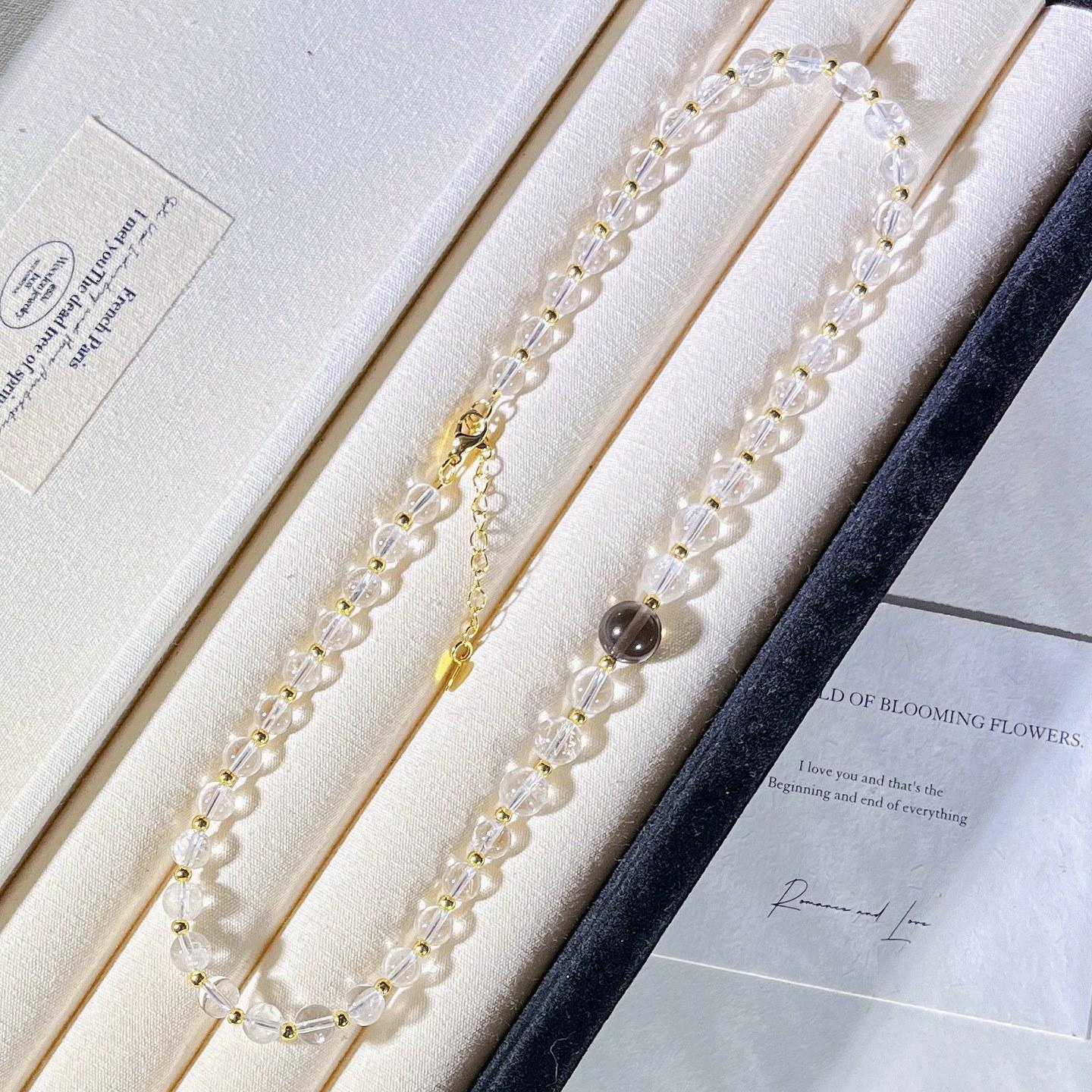 

10Mm Natural White Crystal Design Necklace Clavicle Chain