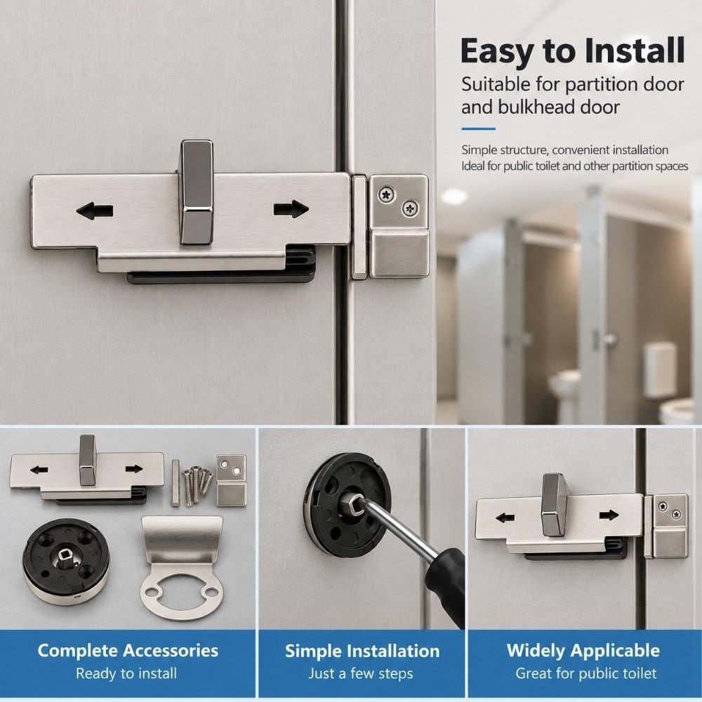 Secure Door Lock Indicator Stainless Steel Privacy Door Indicator Lock Public Toilet