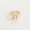 Adjustable Open Ring In 18K Gold Plated Copper With Q-Style Alphabet Letter Design Men Women