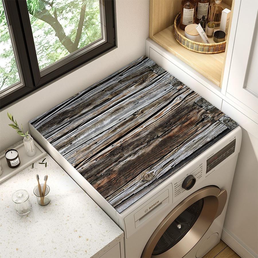 Wood Grain Washing Machine Cover Pad&absorbent Anti Slip Pad - Suitable for Kitchen/laundry Countertop Protection of Washing Machines and Microwaves
