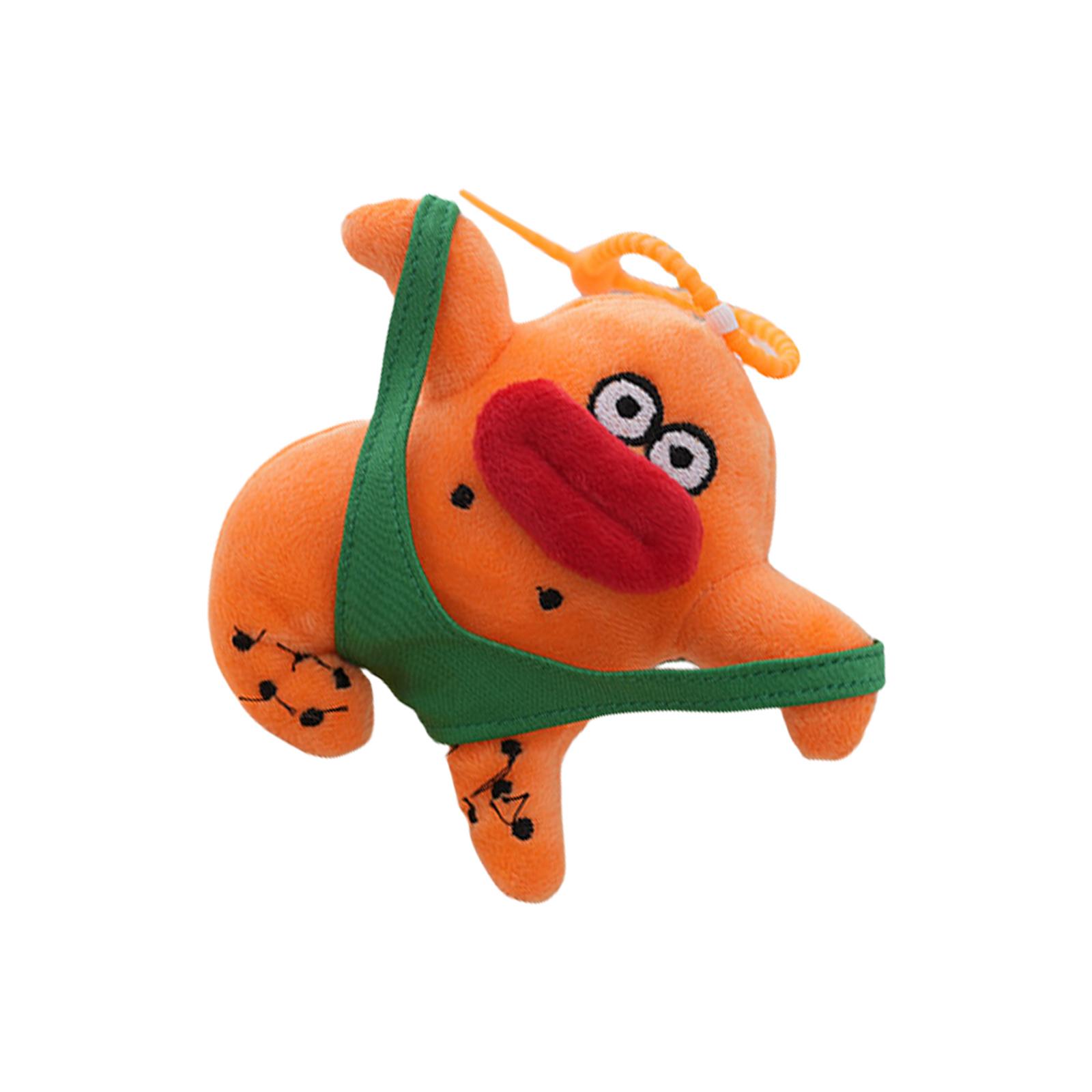 

Забавный брелок в виде куклы с сосисочным ртом, милый плюшевый брелок с животным, декоративный аксессуар для ключей для украшения машины или сумки оранжевый