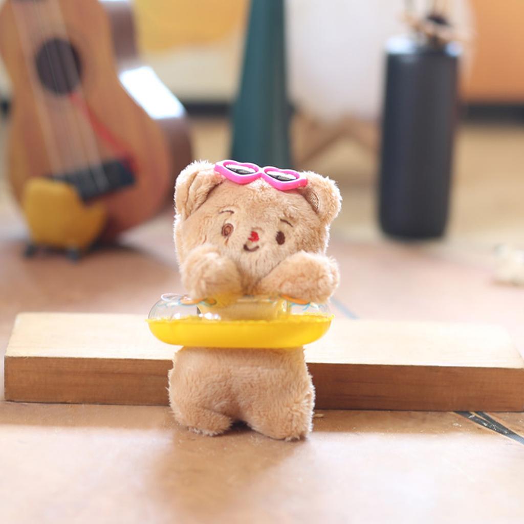 Cute Bear Swimming Ring Charm keyring Plush Keychain Accessory Animal Pendant Key Chain Personalized Bag Accessory