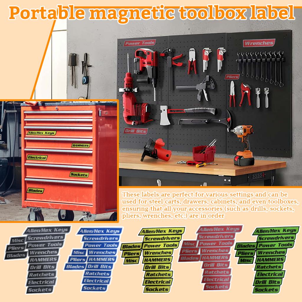 Portable Magnetic Toolbox Labels Set – Reusable Magnetic Tags For Tool Organization And Storage
