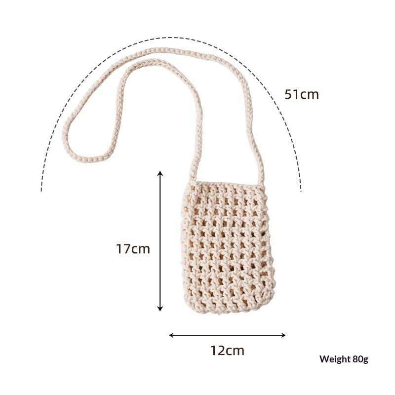 1 Pieza Bolso de Teléfono de Punto Hueco Multiusos para Artículos Pequeños y Misceláneos Bolso de Hombro Ligero Trenzado Bolso Cruzado de Almacenamiento