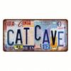 Vintage Cat Cave License Plate 5.9x11.8 Funny Tin Sign Wall Art, Feline Metal Tag for Bathroom Home Garage