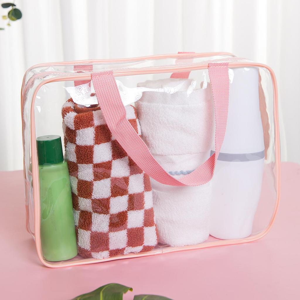 1pc Pvc Transparent Waterproof Portable Makeup Bag, Suitable For Business Trips, Toiletries, Cosmetics Storage