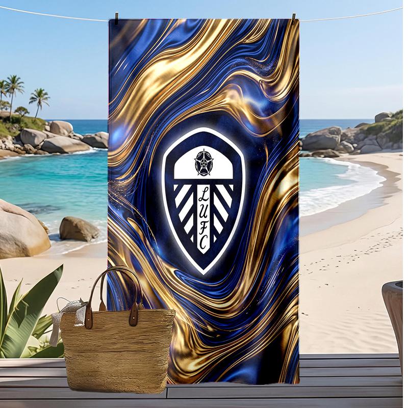 Leeds United Football Print Beach Towel, Large Soft Quick Dry Towel for Beach Camping Swimming