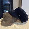 Autumn and Winter New Corduroy Hong Kong Style Flat Top Cap Versatile Temperament Wide Brim Atmospheric Flat Top Hat Fashionable Hat