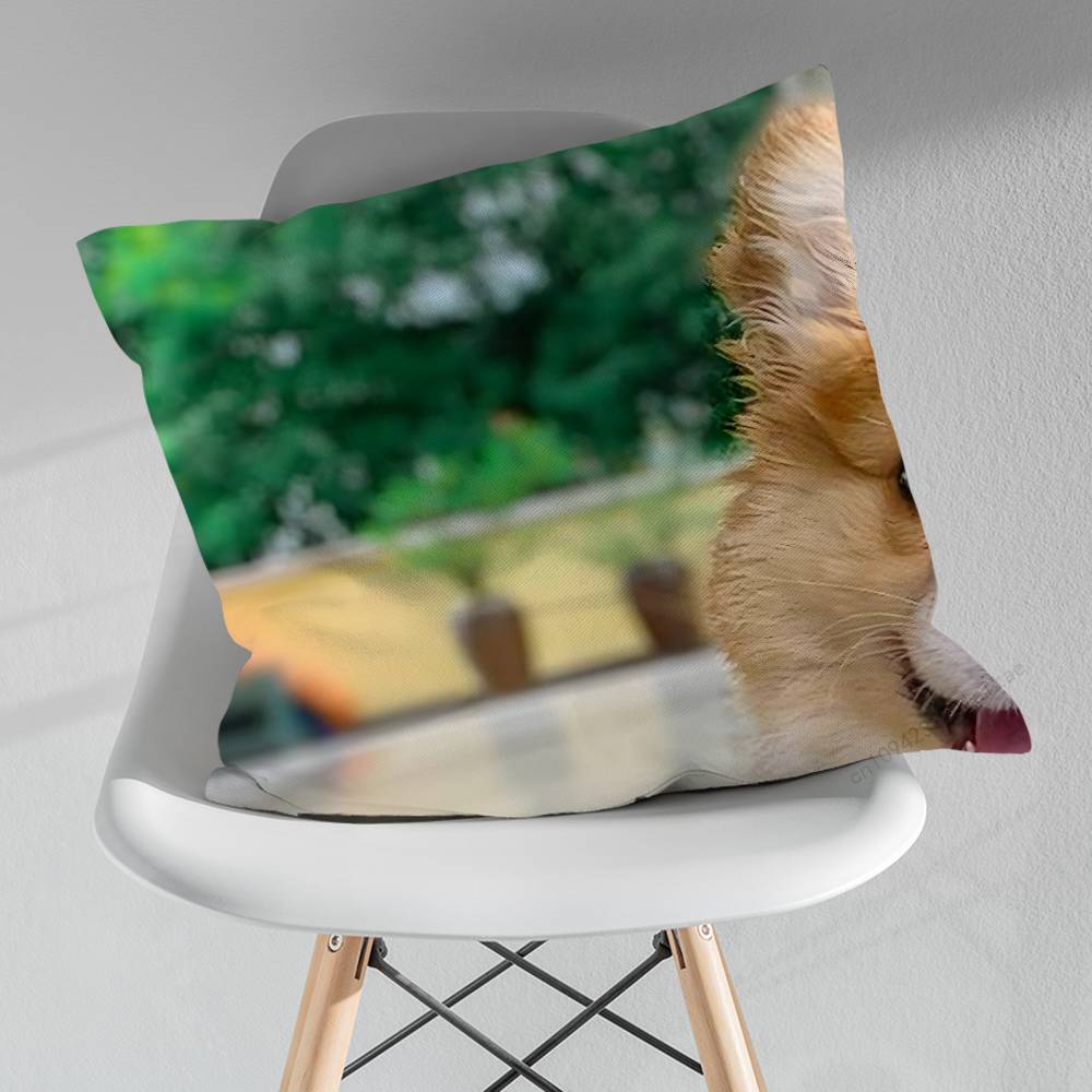 Cute Corgi Puppy pillow over living room sofa cushion cover home decoration bedroom room bed pillow cover
