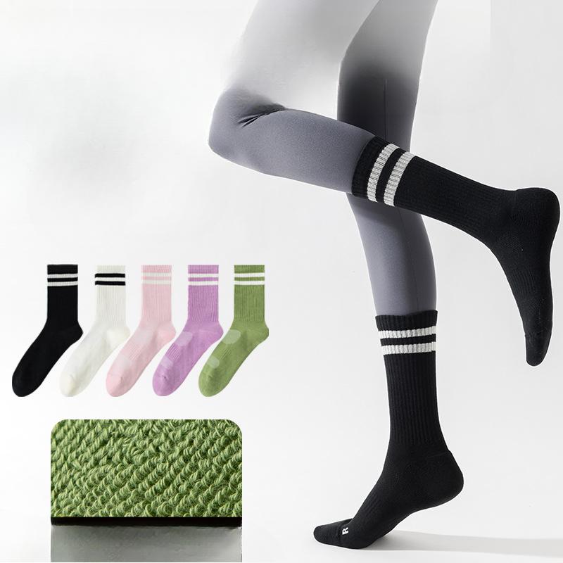 Female Autumn Professional Running Jump Rope Boneless Towel Bottom Sports Long Socks